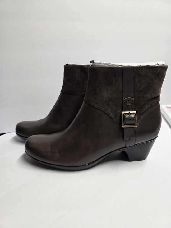 Clarks Shoes - Clarks Brown/Grey Leather & Suede Ankle Boots w/ Buckle *Please Read Description